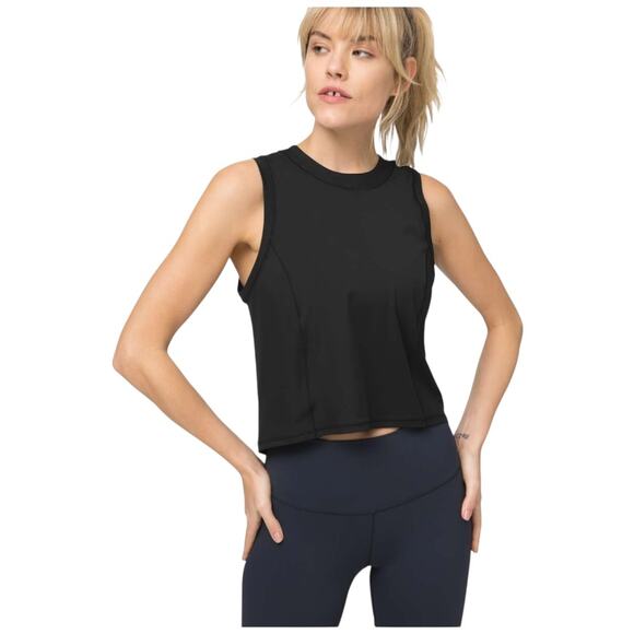 EUC Lululemon Sheer Will Tank *Pulse Black Patterned Mesh Back Panel Size 8 - Picture 6 of 10